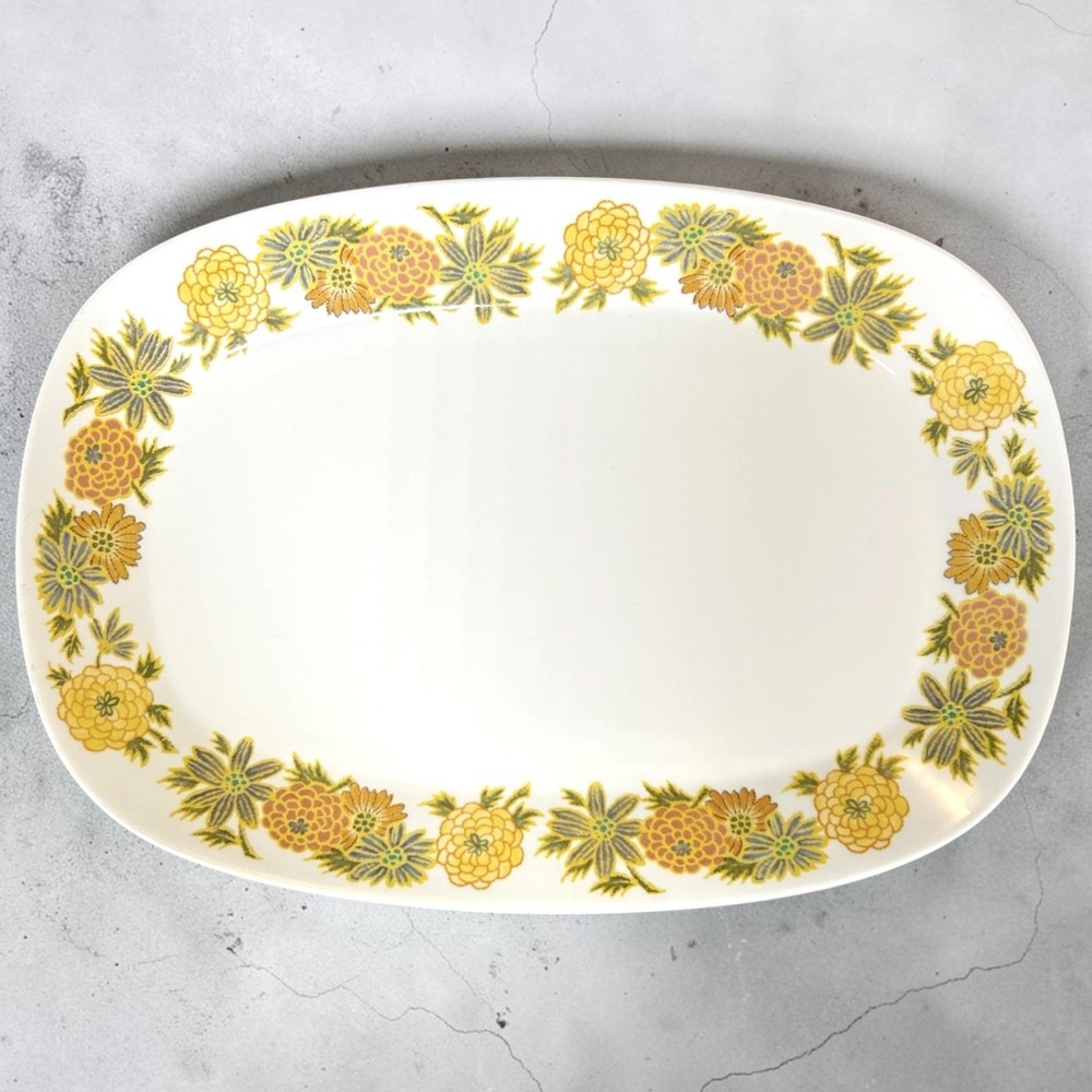 Noritake Sunny Side Serving Platter Squoval Yellow Flowers Floral 15.5"
